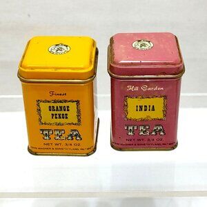 John Wagner & Sons Tea Tins Set Orange Pekoe & India Collectible Kitchen Décor